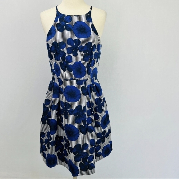 Badgley Mischka Liliana Blue Floral Dress - Picture 2 of 12